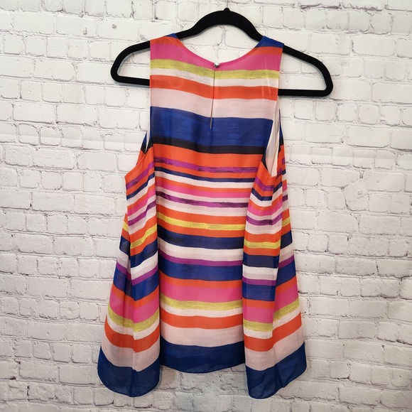 Vince Camuto Multicolor Sleeveless Striped Blouse Flowy Tank Top Women's L - Picture 7 of 7